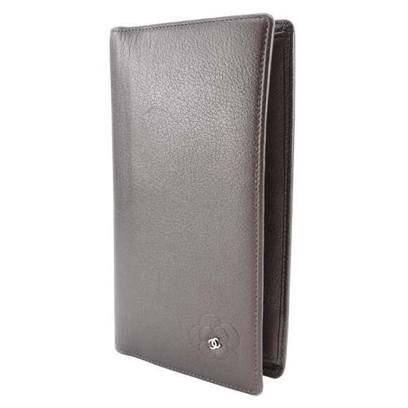 CHANEL Purple Leather Logo Wallet Wallets